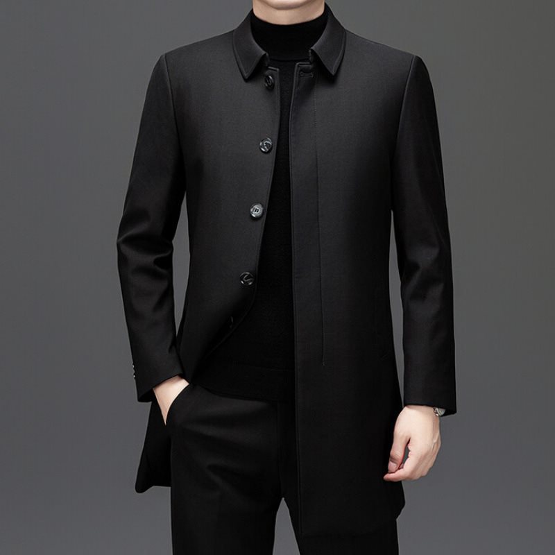 2024冬のミディアムトレンチコート90白鴨毛の長いダウンジャケットは、内胆中年の父親が保温コートを着ている