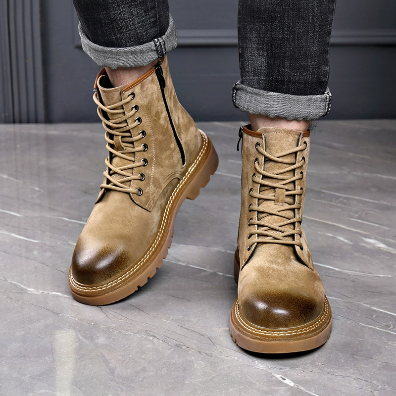 Универсальные мужские высокие ботинки Martens в английском стиле, коллекция 2023 года, хаки/черный 38-44