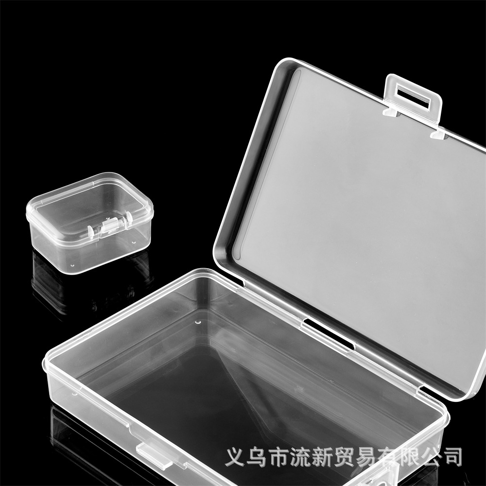 Caja de almacenamiento transparente rectangular con tapa PP caja de plástico transparente caja de embalaje al por mayor menos de 150mm de largo