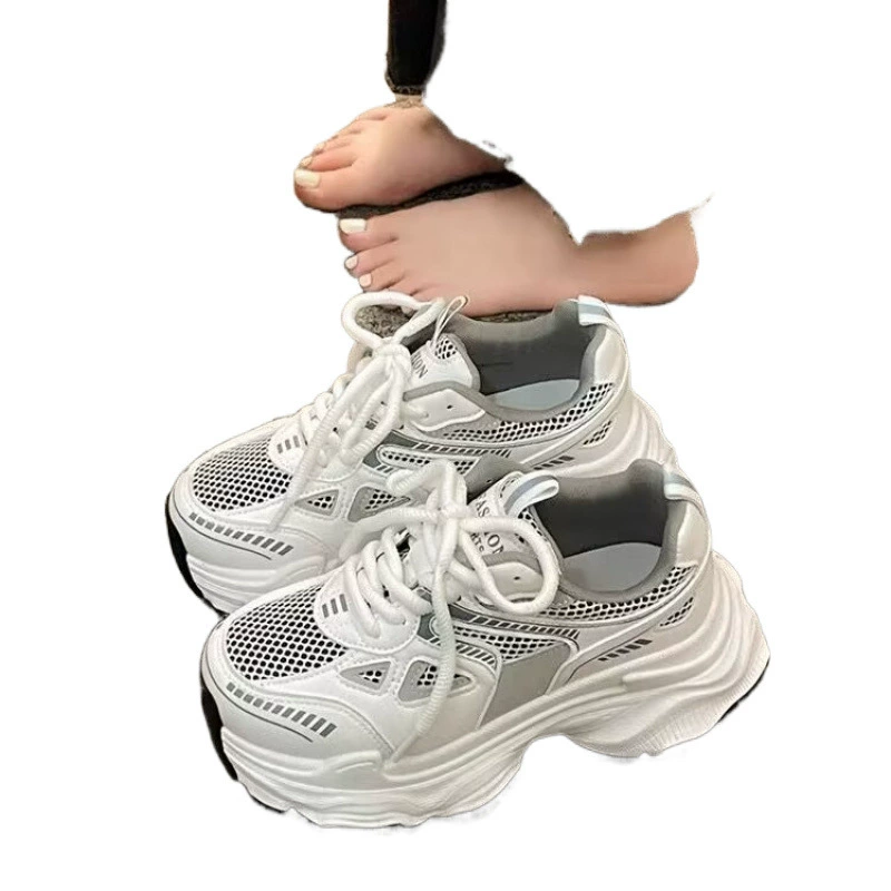 Модные женские dad shoes 2025 весна-лето: новые толстые подошвы, сетчатая воздухопроницаемость, универсальная легкая спортивная повседневная обувь