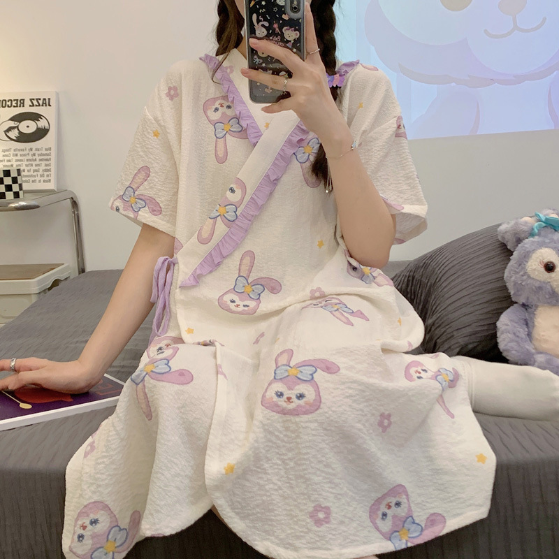 Special offer postpartum clothing: summer thin short-sleeved breathable maternity nursing nightgown, crepe cotton postpartum nursing dress