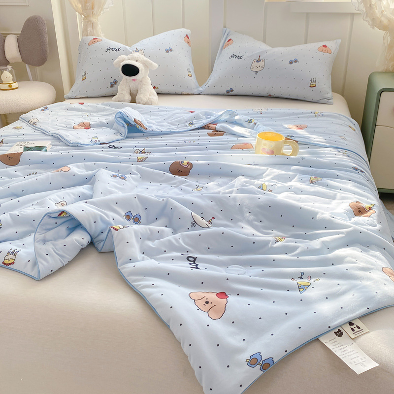 Edredón fresco de verano de algodón de punto de fibra de soja de clase A, colcha fina de verano para niños lavable a máquina, colcha de aire acondicionado