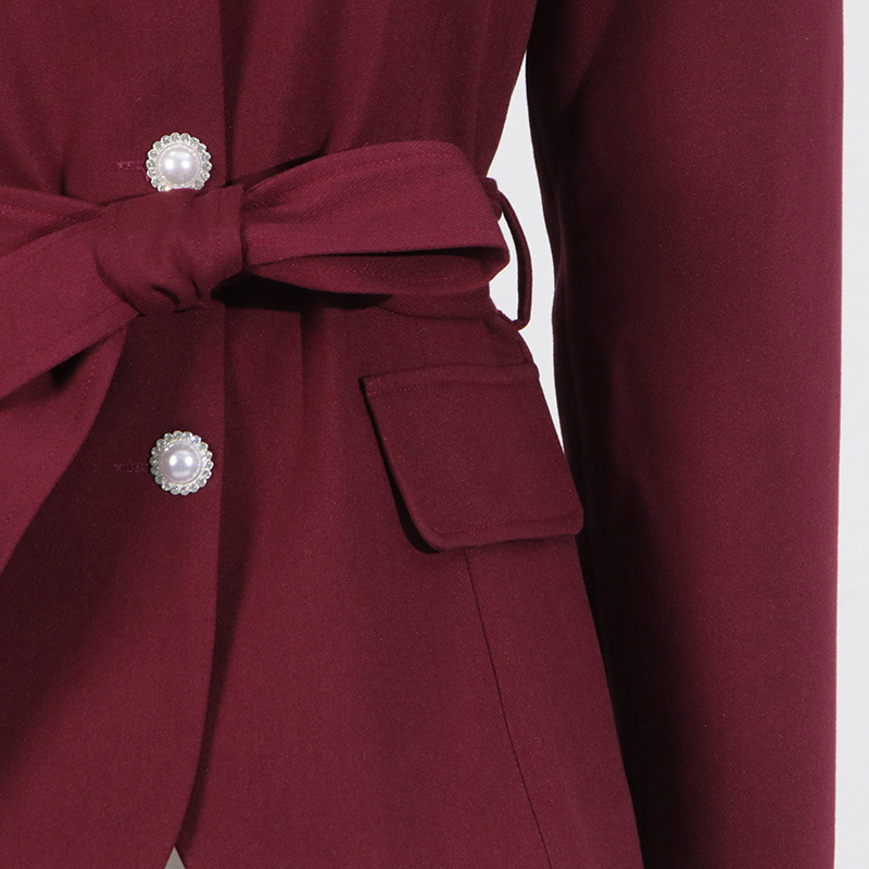 Casual Set Women Autumn Solid Color round Neck Single Breasted Design Slim Skirt Set