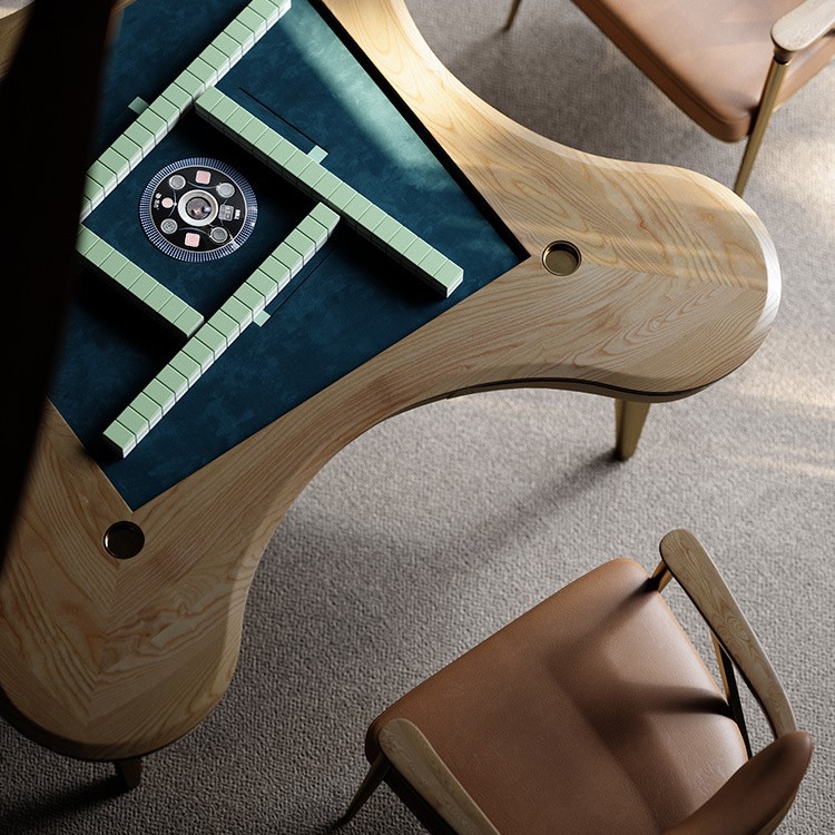 Mesa de mahjong de madera maciza, sala de recreación de la villa, mesa de centro automática, mesa de mahjong, mesa de ajedrez y cartas integrada, mesa de comedor ligera y de lujo de alta gama