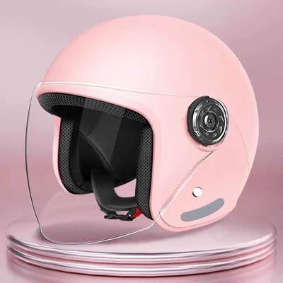 Motosiklet kaskı (dəbilqə): Warm Motorcycle Helmet for Men and - a01-pink-high-definition-long-mirror