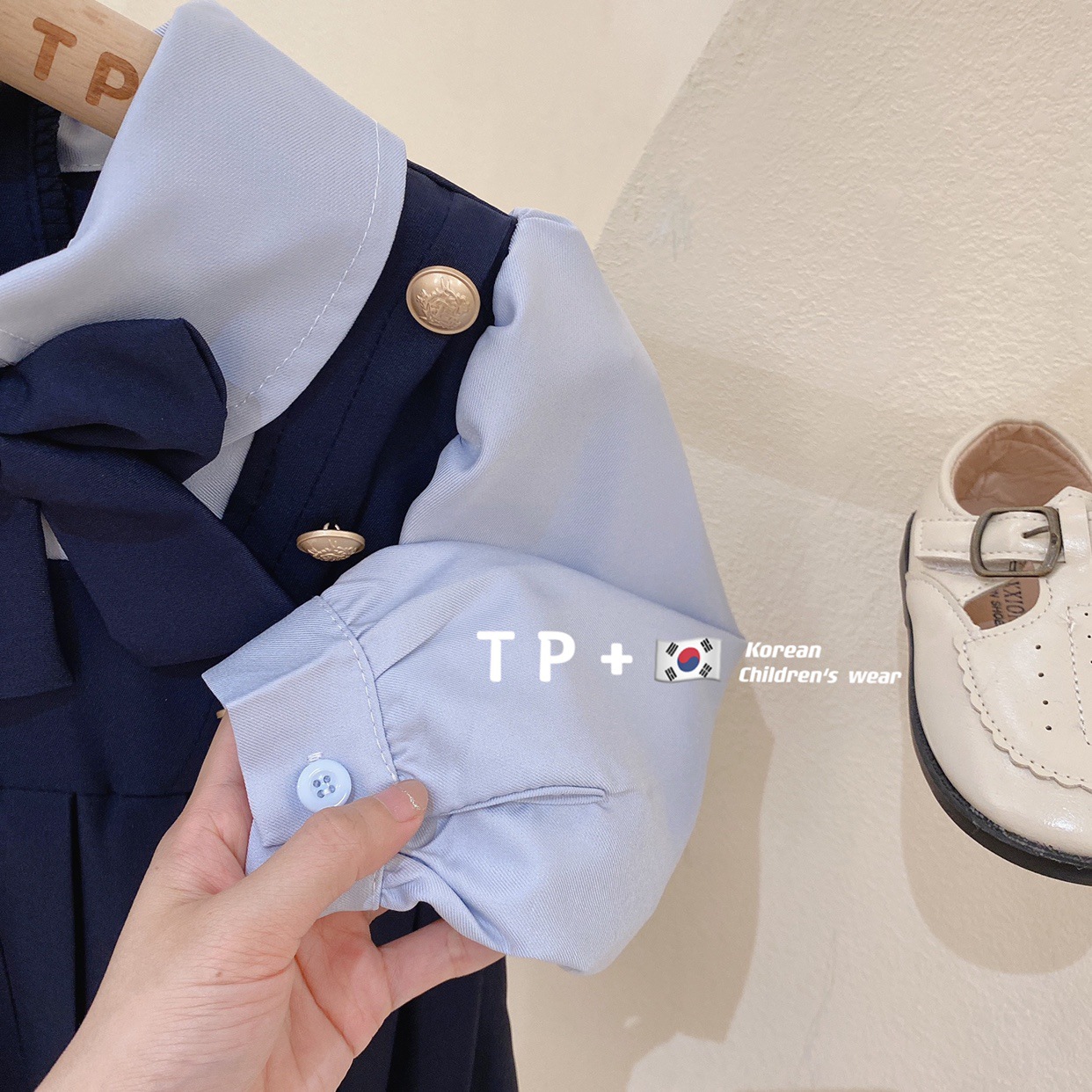 Cal salada siete niñas estilo de la Universidad vestido otoño niños nueva camisa falda falso dos piezas bebé princesa vestido moda