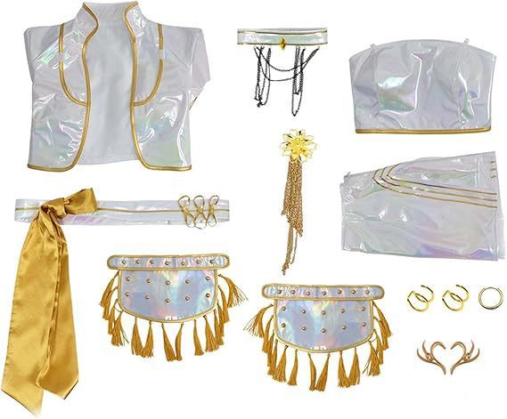 跨境万圣节K-POP猎魔女团cos服米拉佐伊鲁米渐变色儿童打歌服白色|undefined