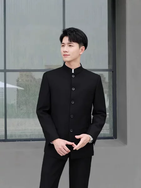 Men's Chinoiserie Tang Suit Men's Suit Tops Cheongsam Professional Chinoiserie High-End Stand-Up Collar Zhongshan Jacket Men's Clothing