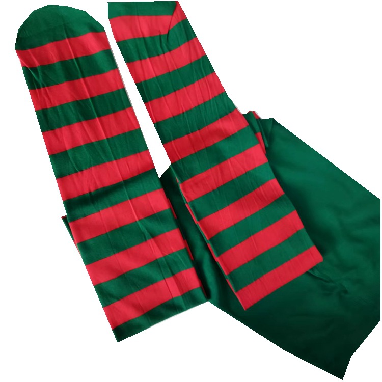 Fabricante suministro de stock de medias de rayas de Navidad medias de rayas rojas y verdes medias de Navidad rayas