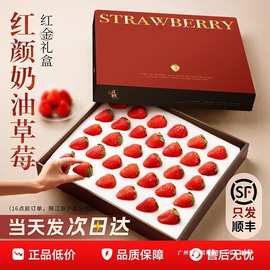 红颜奶油草莓礼盒装新鲜水果5斤应当季99九九牛奶大整箱3顺丰包邮