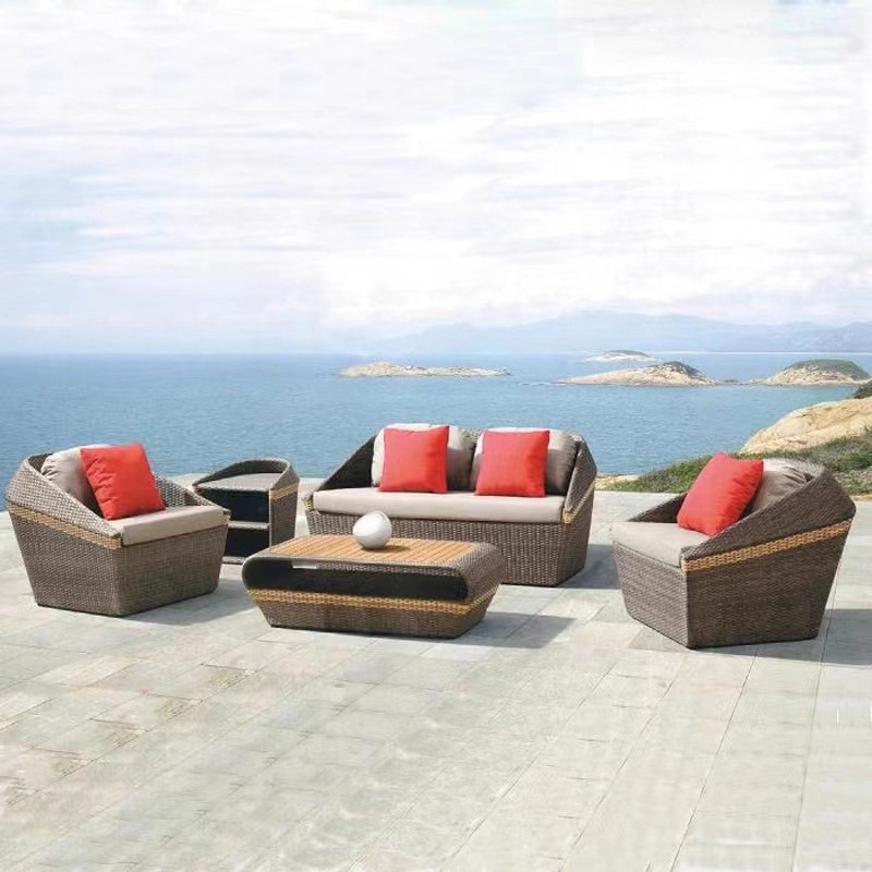 Combinación de sofá al aire libre de alta calidad villa ocio sofá al aire libre de ratana jardín al aire libre patio muebles de casa modelo