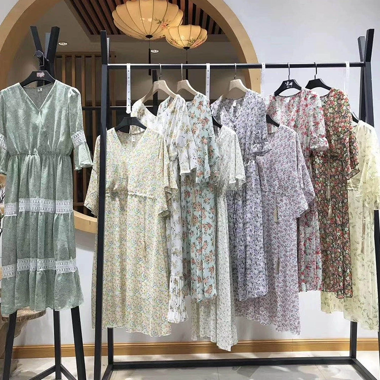 Шифоновое цветковое платье большого размера 23 летних длинных талии, тонкая темпераментная длинная юбка Богиня юбка