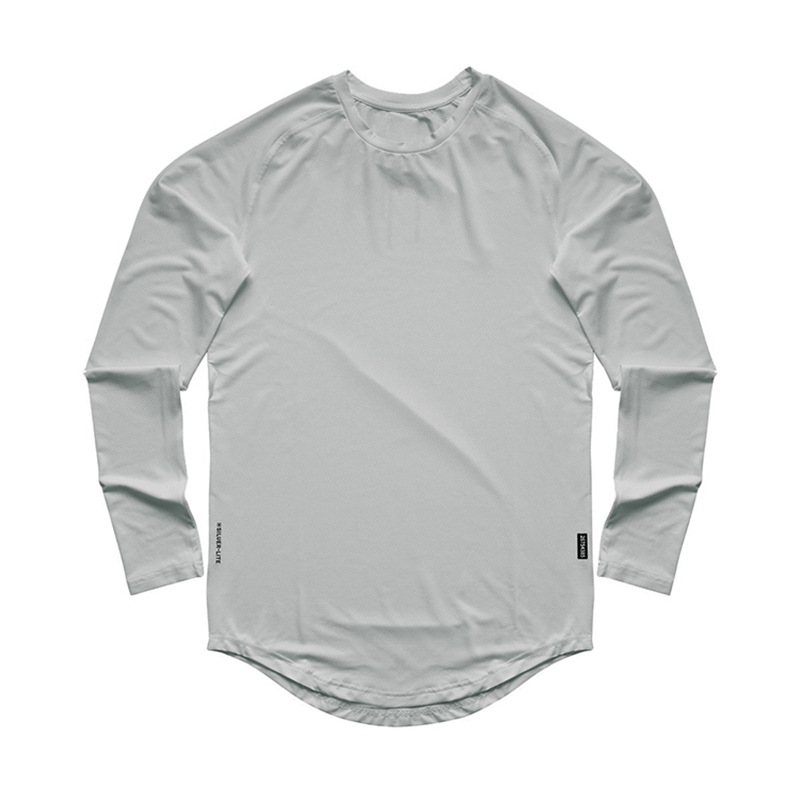 T-shirt da uomo a maniche lunghe primaverili e autunnali in maglia tinta unita con scollo tondo, maglietta sportiva da uomo ad asciugatura rapida_voghion.com