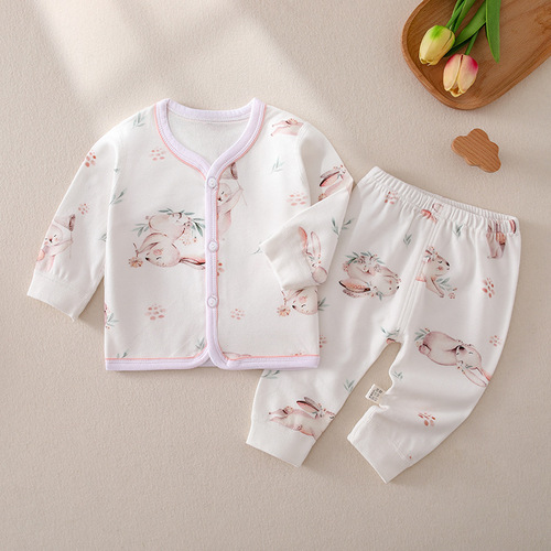 Baby boy and girl set of 2-piece cotton autumn and spring clothes, wholesale baby cotton underwear and sleepwear