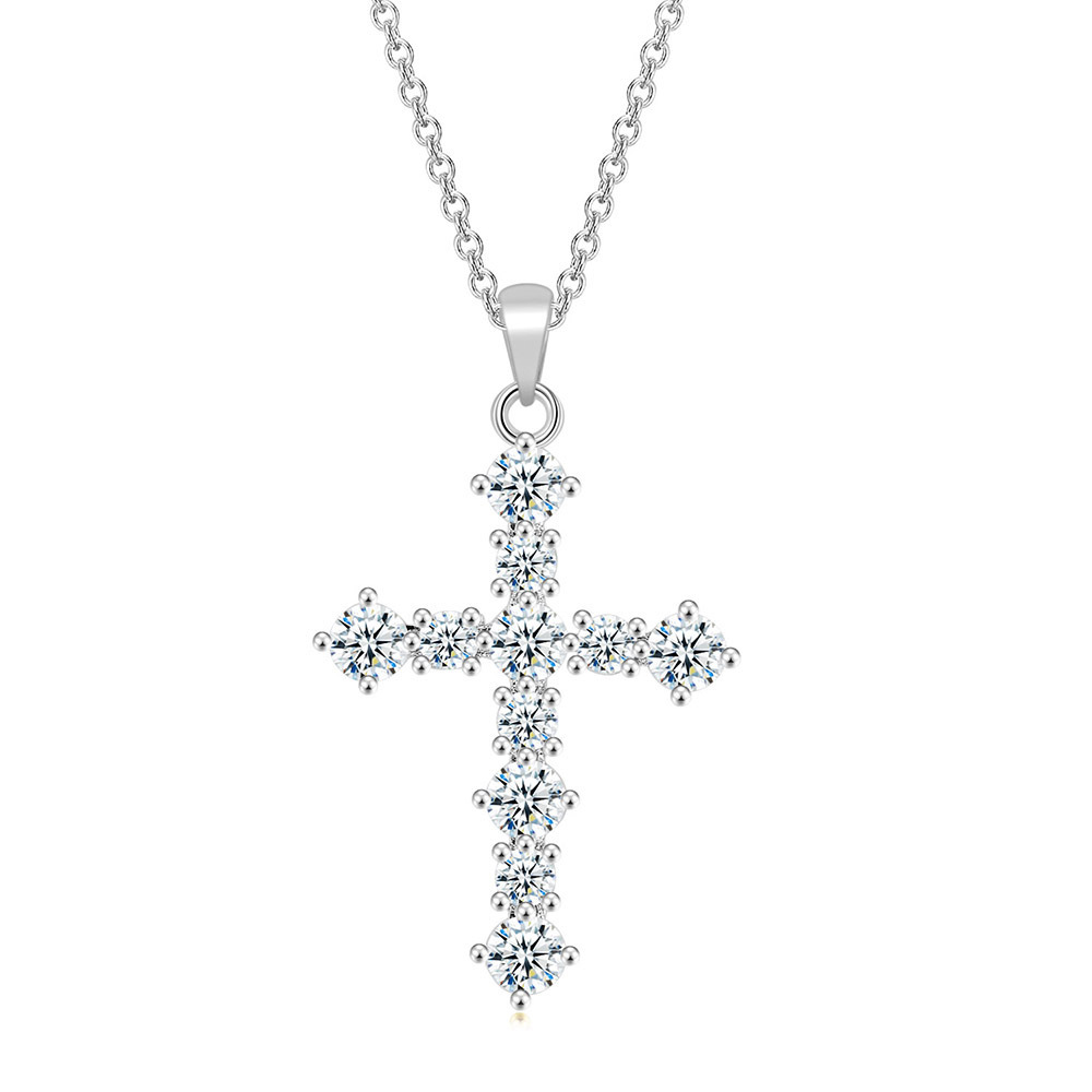 Fashion Cross Copper Inlay Zircon Pendant Necklace 1 Piece display picture 7