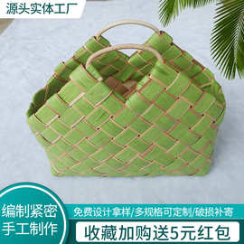 现代简约手工编织粽子篮 定制户外购物手提袋 节日礼品月饼粽子篮