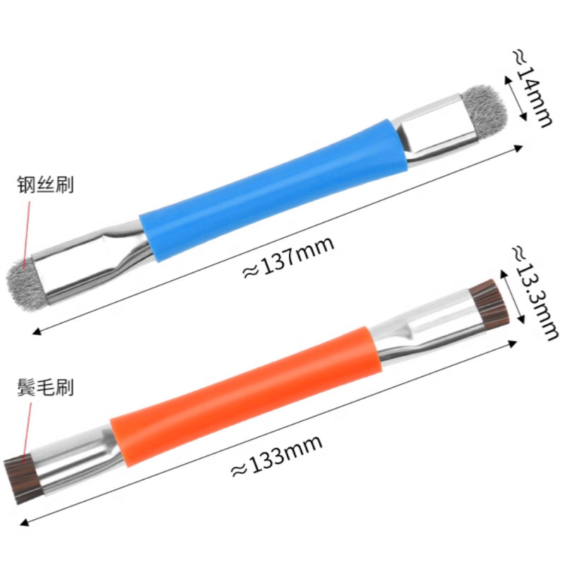 ダブルヘッドの硬い毛ブラシの豚のたてがみの携帯電話の修理の灰色のブラシのパッドの清潔な静電気防止の集塵ワイヤーブラシ|undefined