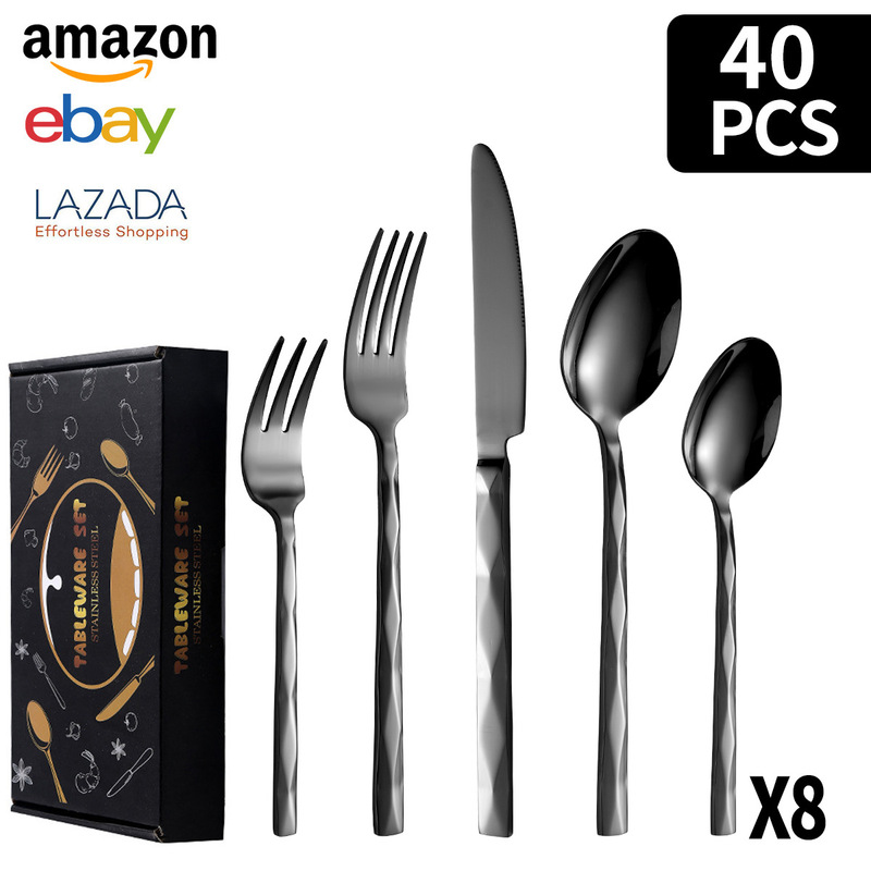 新型国境を越えたアマゾンステンレス食器ナイフとフォークスプーン5個セットの西洋食器20/40/60個セット|undefined