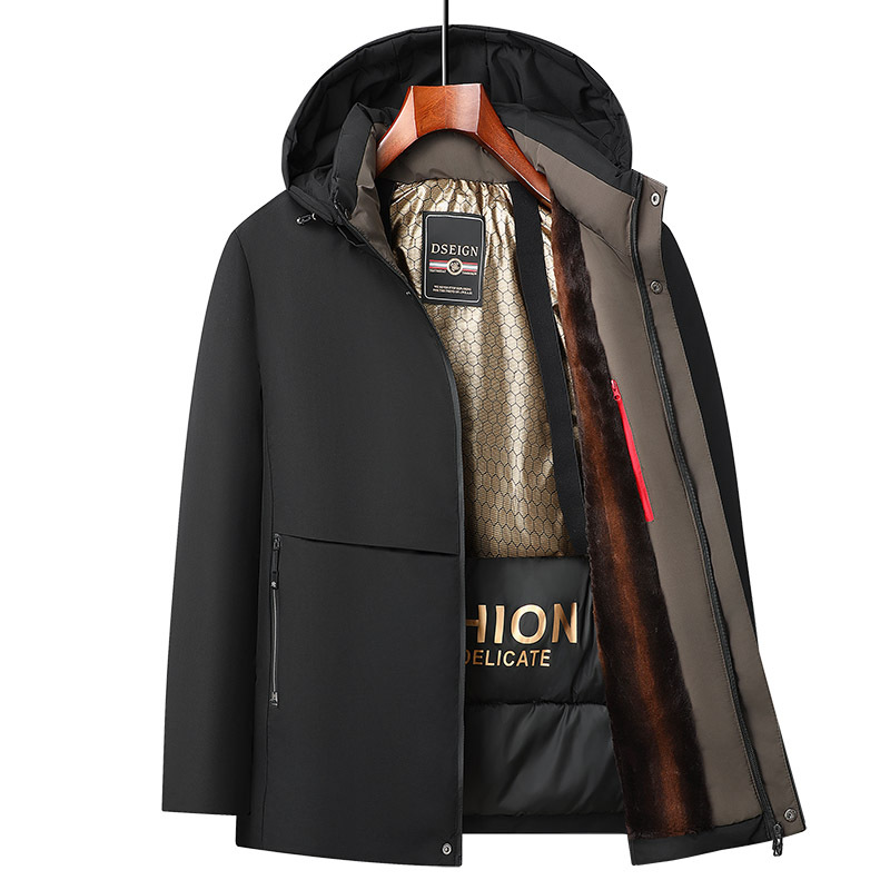 Men's Clothing Winter new style gold mink velvet parka dad suit middle aged business men's thickened velvet coat cotton coat 2368A_voghion.com