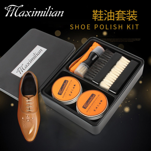 Leather shoe care products shoe brush shoe polish set black colorless shoe polish plastic soft bristled wooden oil brush cleaning