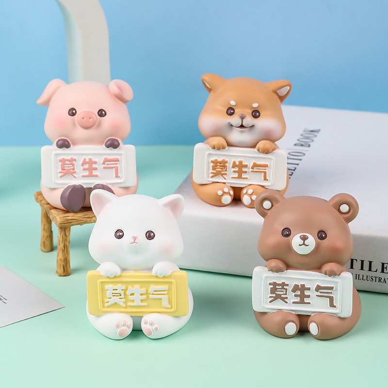 Cartoon Cute Mo Angry Creative Small Animal Office Decompression Car Interior Decoration Desktop Decoration Ornaments