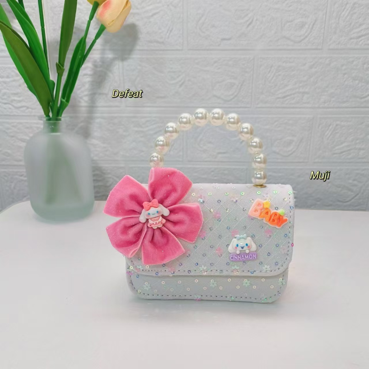 Bolsas de mano de perlas de arco, bolsas de dibujos animados, bolsas de niños, bolsas de cambio para niñas, bolsas de accesorios, bolsas de cadena, bolsas de sequillas