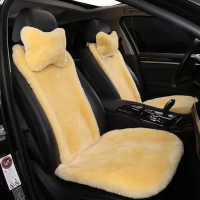 Wool pad | Wool Fur One-piece Single Seat - 1-single-pad-beige