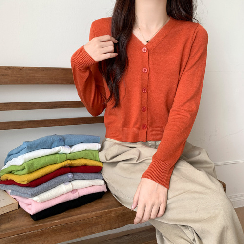 Autumn Collection New Arrival Women's Short Sleeve Knit Top with Long Cardigan Outerwear
