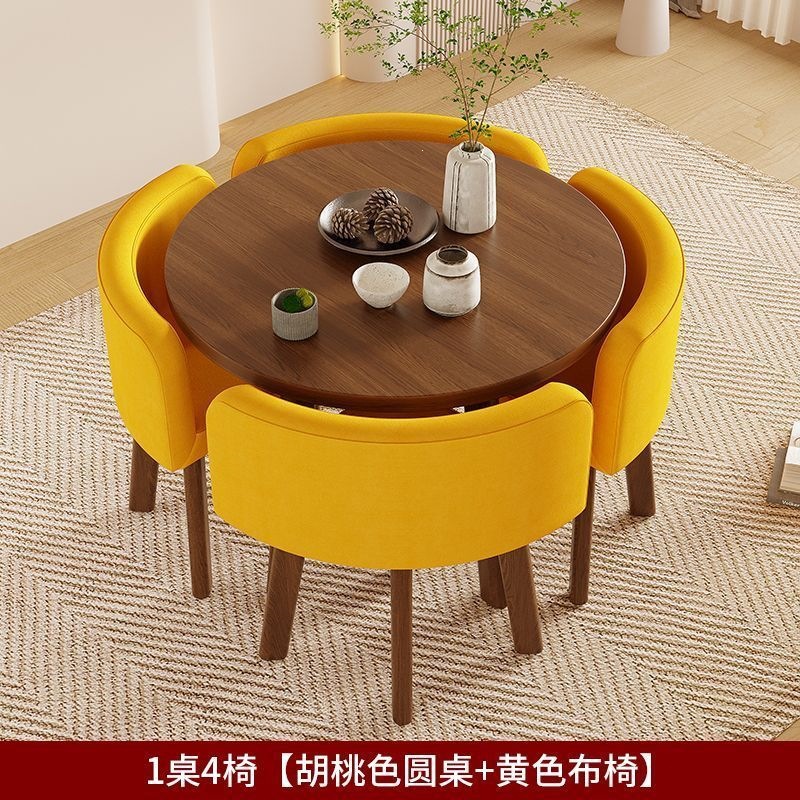 Mesa de comedor doméstica simple y moderna, mesa de comedor, mesa de comedor, mesa de comedor, mesa redonda de sala de estar, silla de comedor de almacenamiento completo image 15