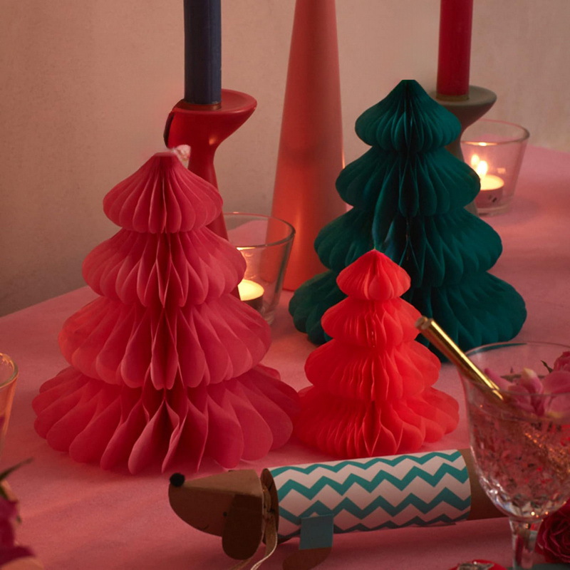 Decoración de Navidad árbol de panal estereoscópico decoraciones para el hogar fiesta PATY papel de decoración de escritorio árbol de Navidad panal