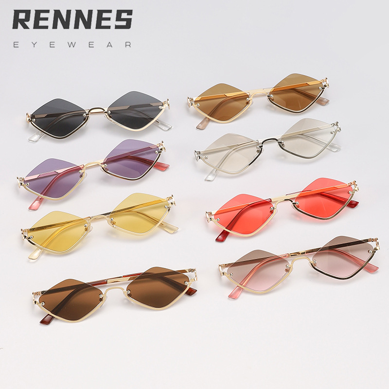 Nuevas gafas de sol de sentido avanzado de viaje de medio marco de metal de película marina transfronteriza