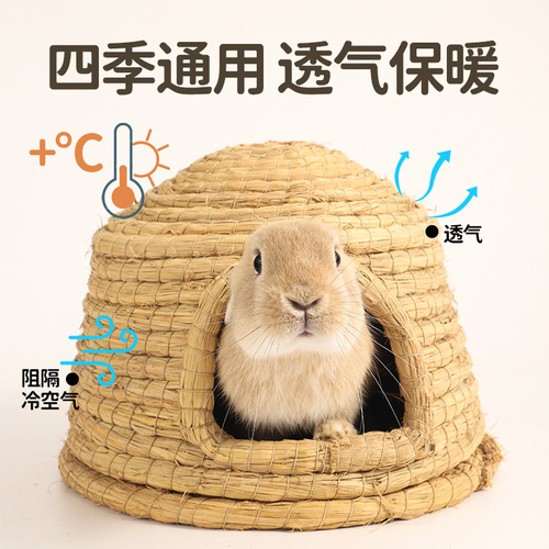 Rabbit grass hutch warm winter bunny guinea pig hamster grass house large grass room hiding house chewing supplies wholesale