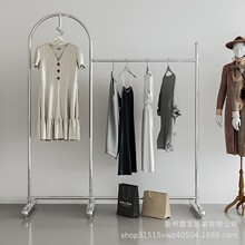女装网红直播挂衣架创意服装店陈列架落地式展示架不锈钢银中岛架