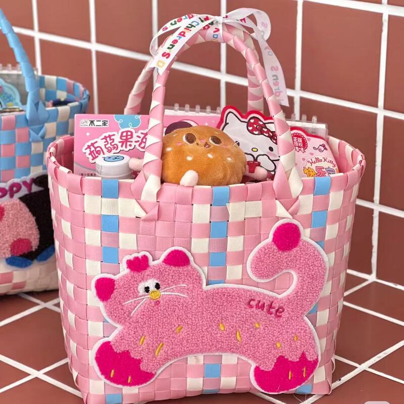 織りキャベツバスケットバッグ DIY お土産バッグ小さなバッグカラフルなハンドバッグレディースハンドバッグ女性|undefined