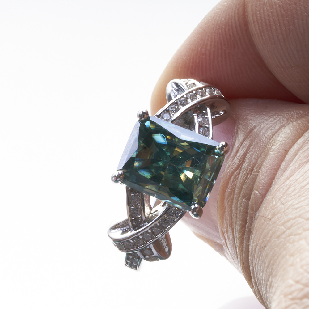 3 quilates Alien Radian cortado rosa azul verde anillo de piedra de moissanita certificados con bolígrafo de medición de segundo caliente