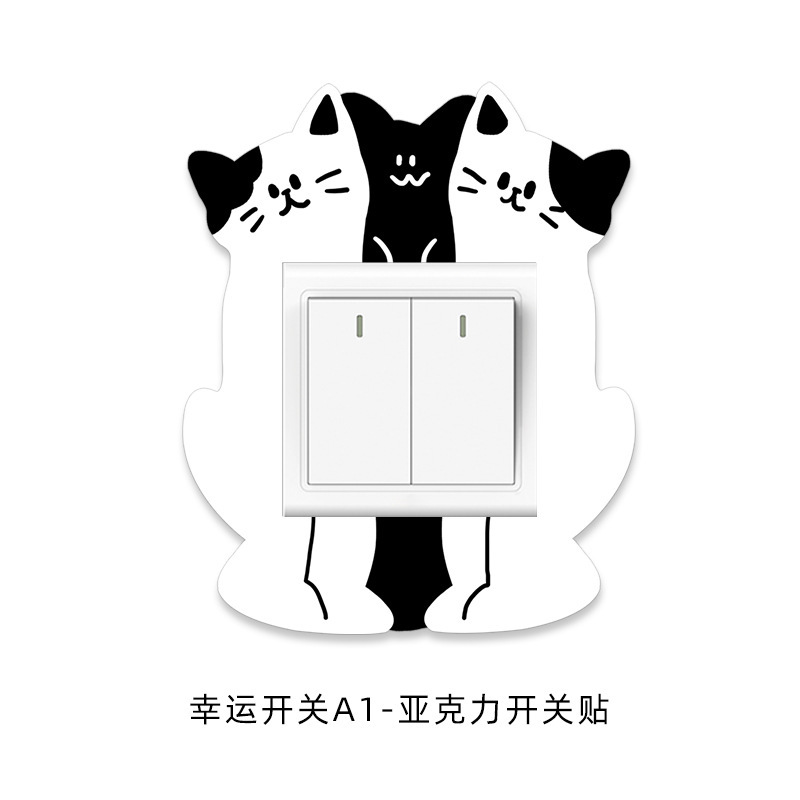 Interruptor de gato de punto de onda decorado pegatina de pared doble cubierta protectora de zócalo acrílico impermeable cubierta de marco de belleza doméstica