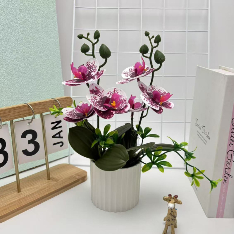 クロスボーダーのシミュレーション胡蝶蘭盆栽花付きデスクトップ装飾プラスチック造花盆栽撮影植木鉢置物花頭|undefined