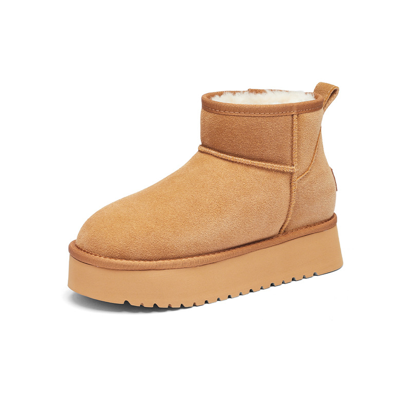 Botas de nieve de fondo grueso para mujeres 2025 nuevos zapatos de algodón de invierno gruesos de peluche botas cortas