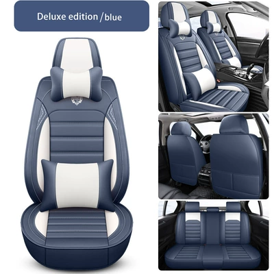 Cross-Border Amazon Car Seat Cushion, Universal seat cover - blue-white-single-seat-standard