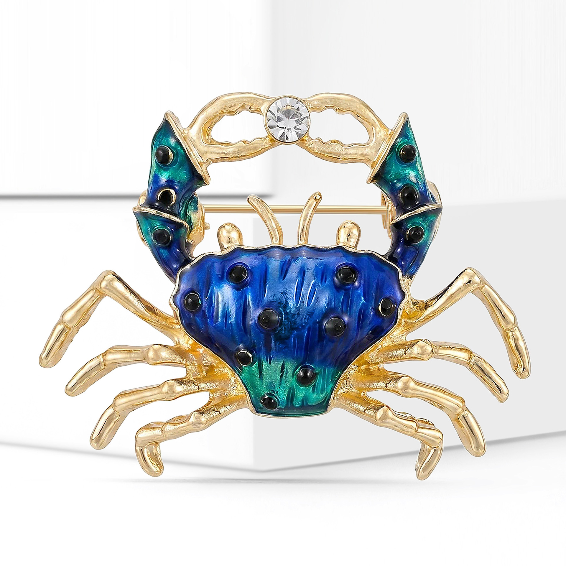 Korean-Style Creative Alloy Enamel Crab Brooch, Fashionable and Simple Suit Shirt Brooch Accessory: Br1592