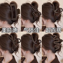 咖色磨砂抓夹大号发夹女2026年新款后脑勺发量多鲨鱼夹子发卡头饰