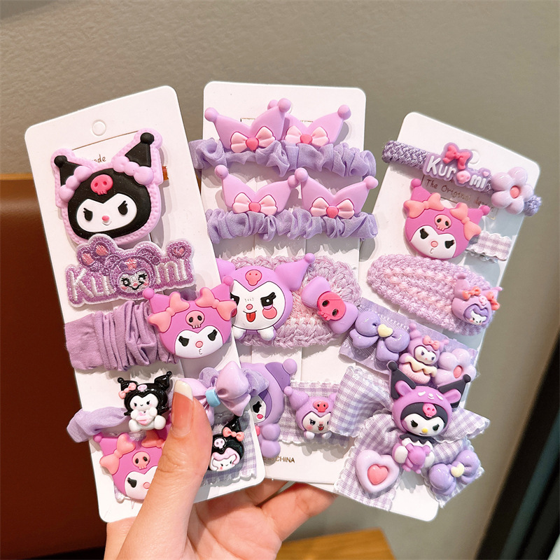 Bebé lindos correa púrpura niños púrpura Kulomi clip para el cabello de niñas banda de cabello cuerda de cabello frangea clip conjunto de joyas para el cabello