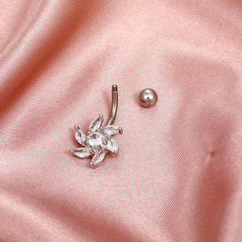 European and American wish hot-selling diamond-encrusted flower navel nails foreign trade new African navel ring navel ornaments body piercing jewelry