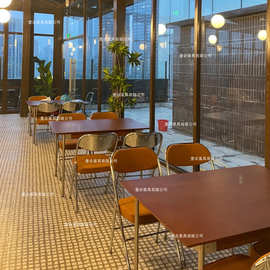 美式复古咖啡厅甜品店实木方桌民宿酒吧网红奶茶店餐桌椅组合