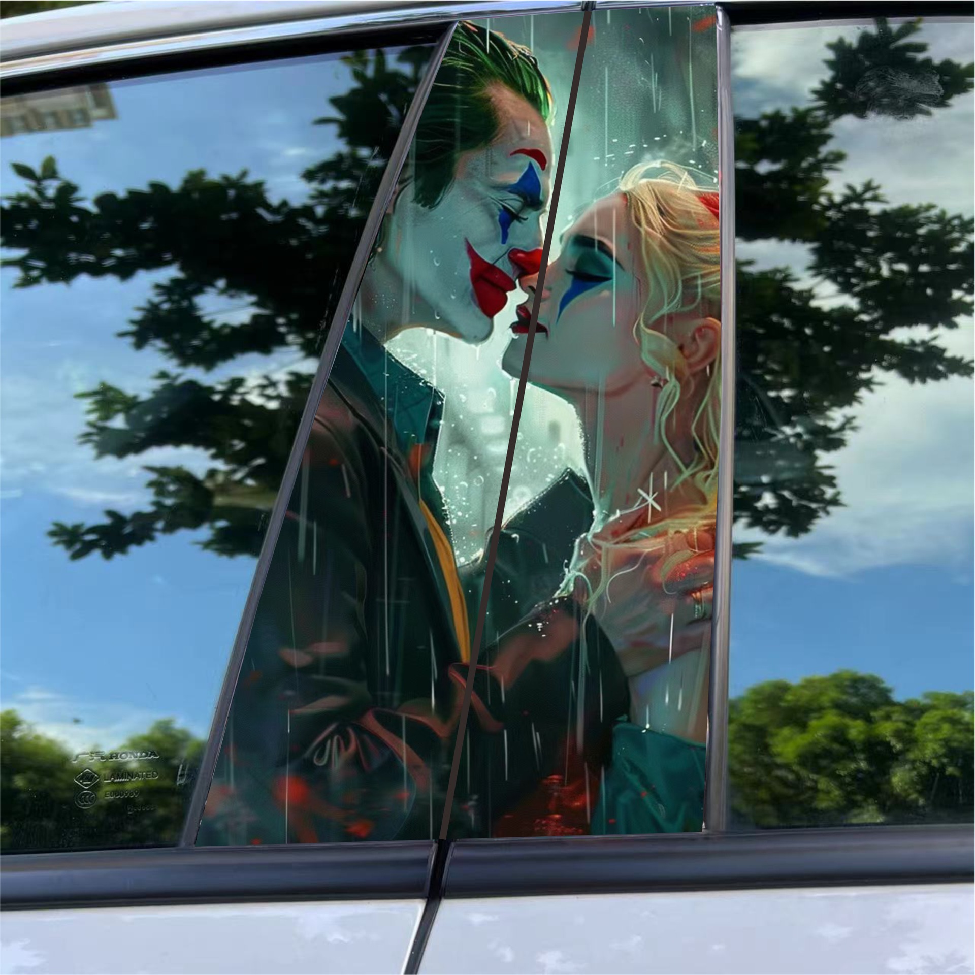 Car center pillar sticker A pillar Nezha 2 clown decorative sticker car window B pillar protective film black Wukong painted Meidu