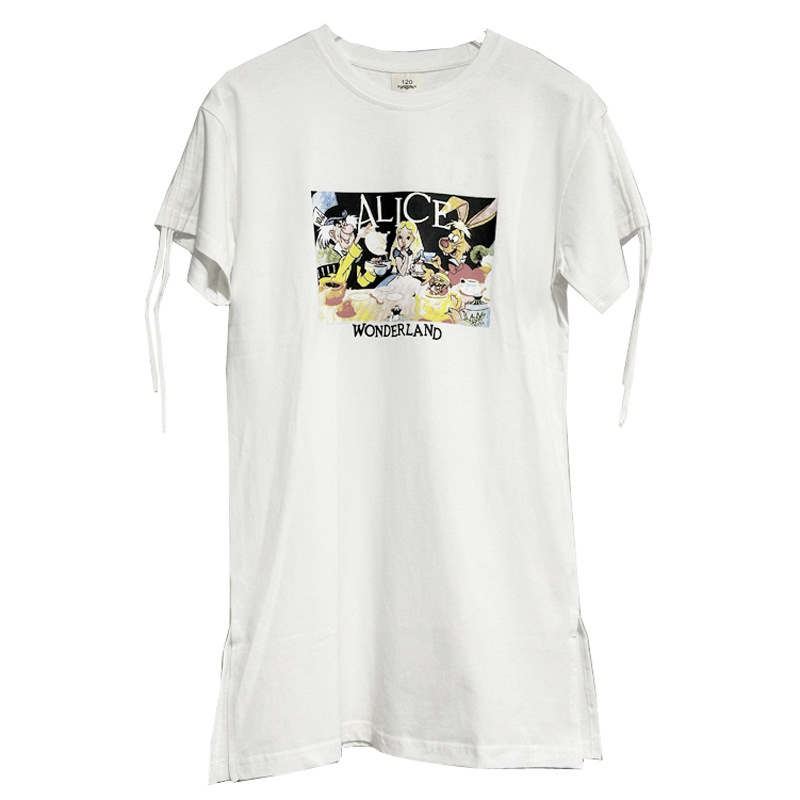 Vestido de ropa de verano para niñas 2023 nueva ropa para niños falda de manga corta para niños falda de camiseta para niñas de verano estilo occidental algodón puro