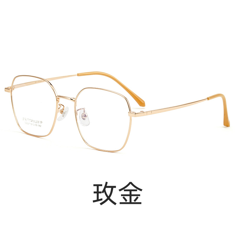 丹陽メガネ卸売り32227復古チタンフレーム女性ファッション多角形メガネフレーム男性平光近視メガネフレーム