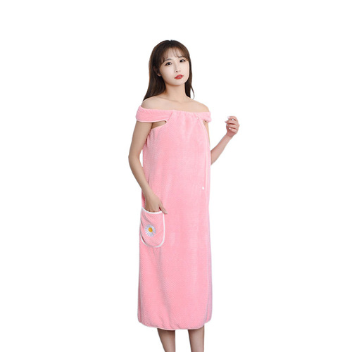 Adult bath towel can be worn with women's knee-length bath skirt, versatile thick bath skirt for plus-size 80-170 lbs, spaghetti strap quick-dry robe