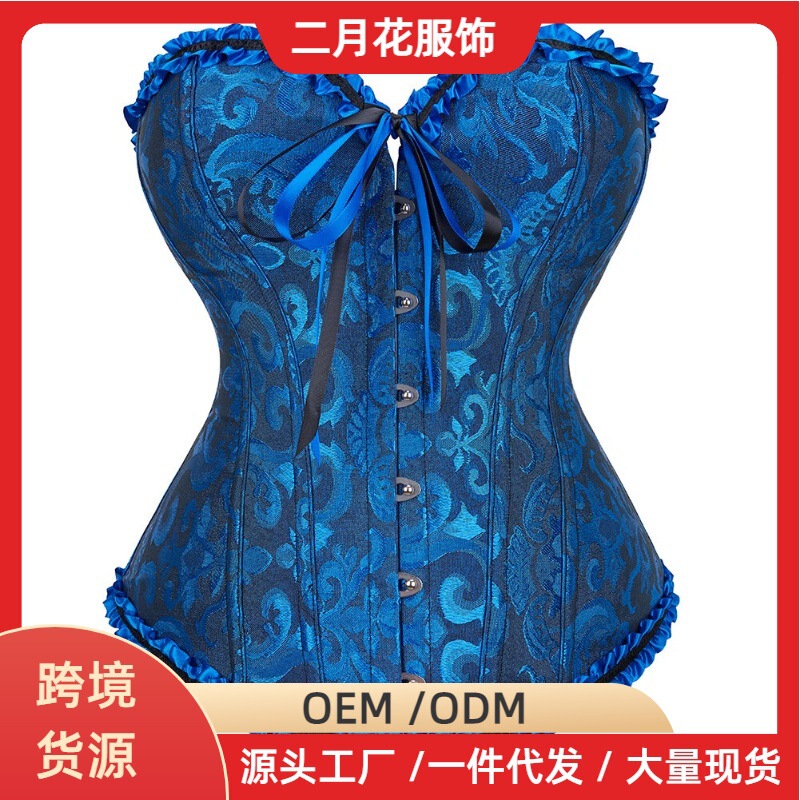Jacquard Lace Corset European and American Style Lace-Up Corset Cross-Border Waist-Shaping Garment in Stock for Dropshipping