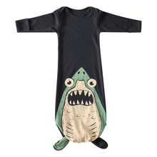 跨境外贸新款鲨鱼睡袋婴儿睡衣连体服纯棉长袖连体婴童春季长袖